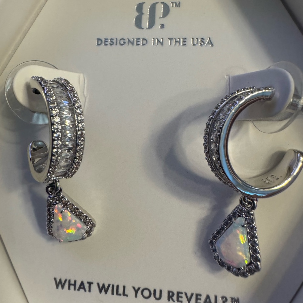 BP Silver Earrings with Opal Drops